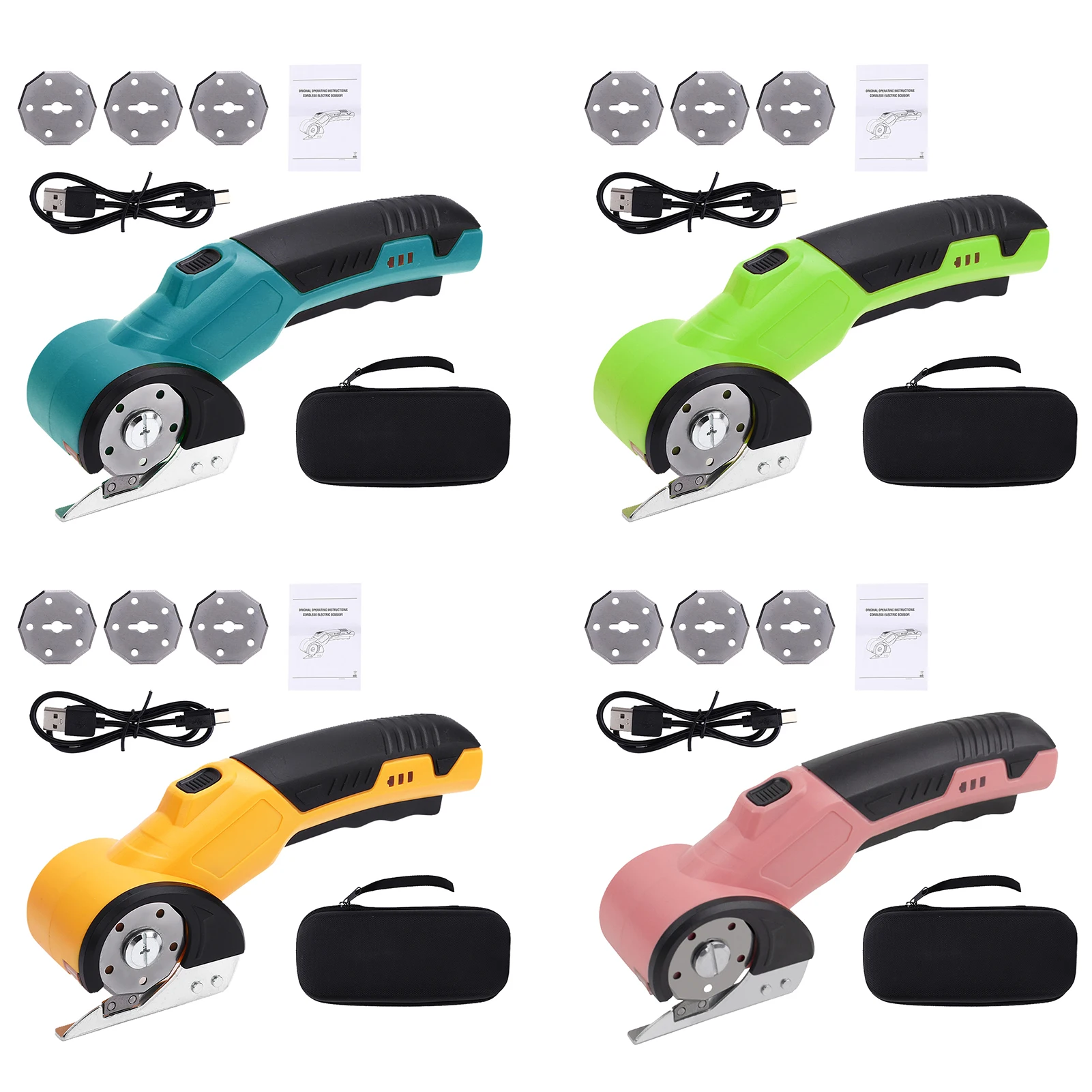

Cordless Electric Scissors 3.6V Rechargeable Cardboard Box Cutter Fabric Scissor with Spare Blade Lock & LED Light fo