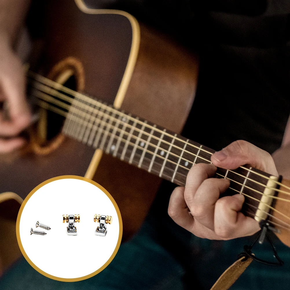 

2 Pcs Ukulele Guitar String Buckle Bass Retainers Metal Guides Electric Accessories