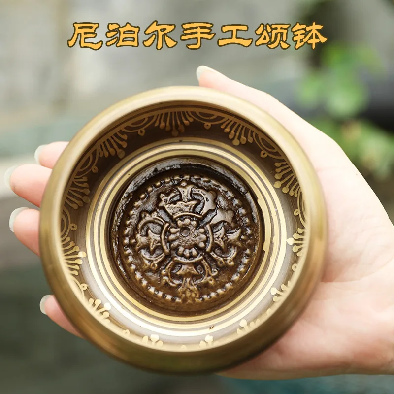 bj-a Cross-border New Buddha Voice Bowl Handmade Scripture Singing Cross Pestle Yoga Meditation Copper Bowl Ornament