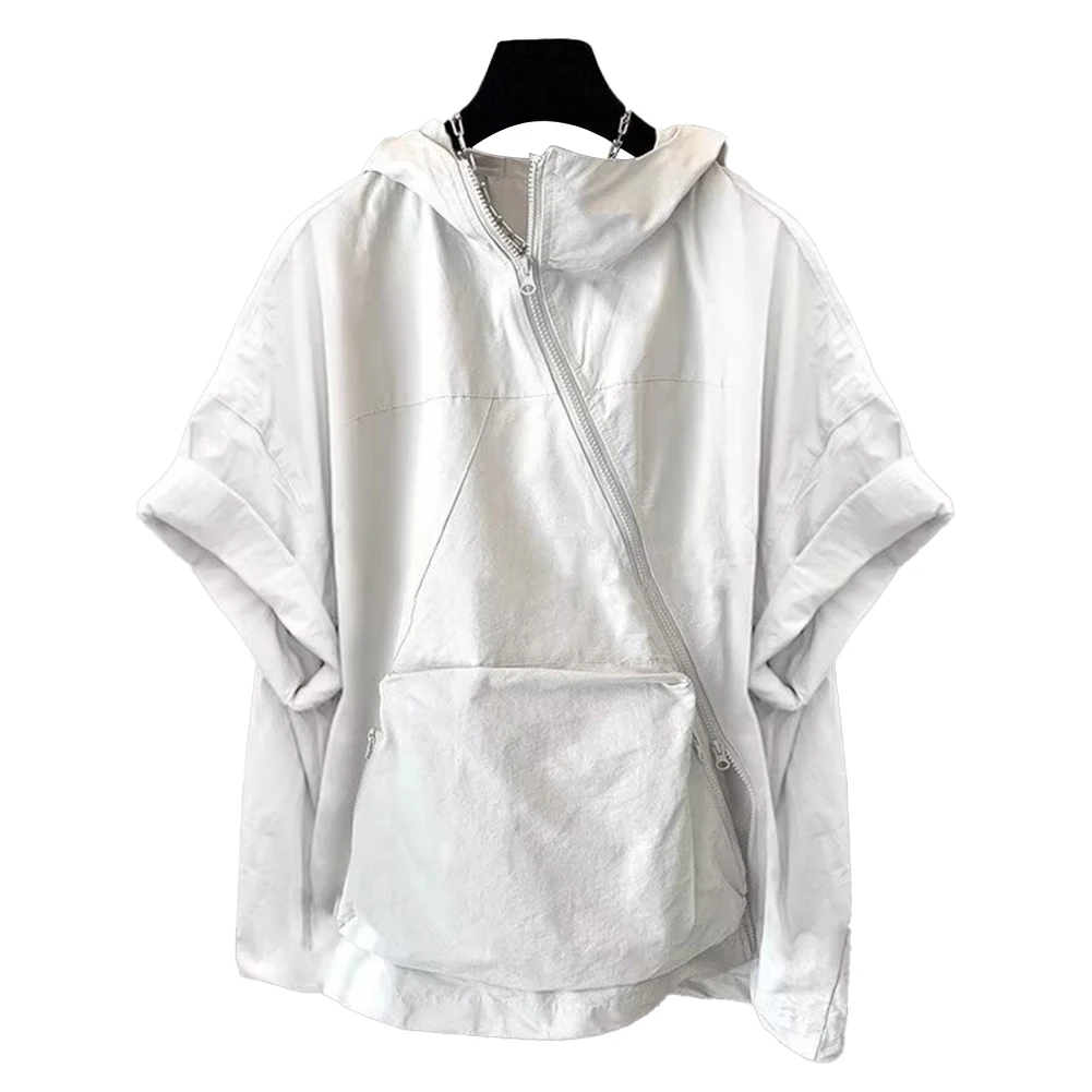 Top T Shirt Holiday Hooded Hoodie Loose Top Male Solid Summer Black Vacation Casual White Daily Diagonal Oversized Polyester