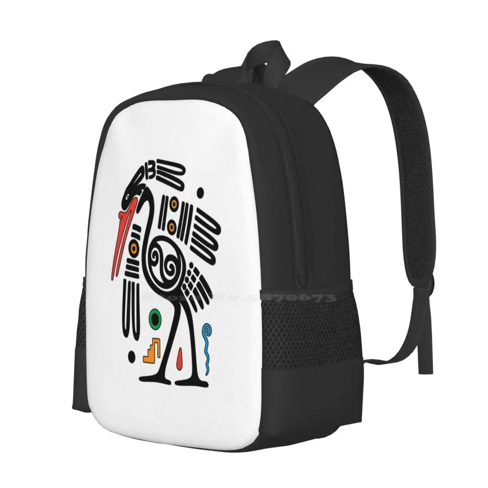 Mayan Bird Hot Sale Schoolbag Backpack Fashion Bags Mayan South American Ancient Culture Bird Stork Egret Crane Heron