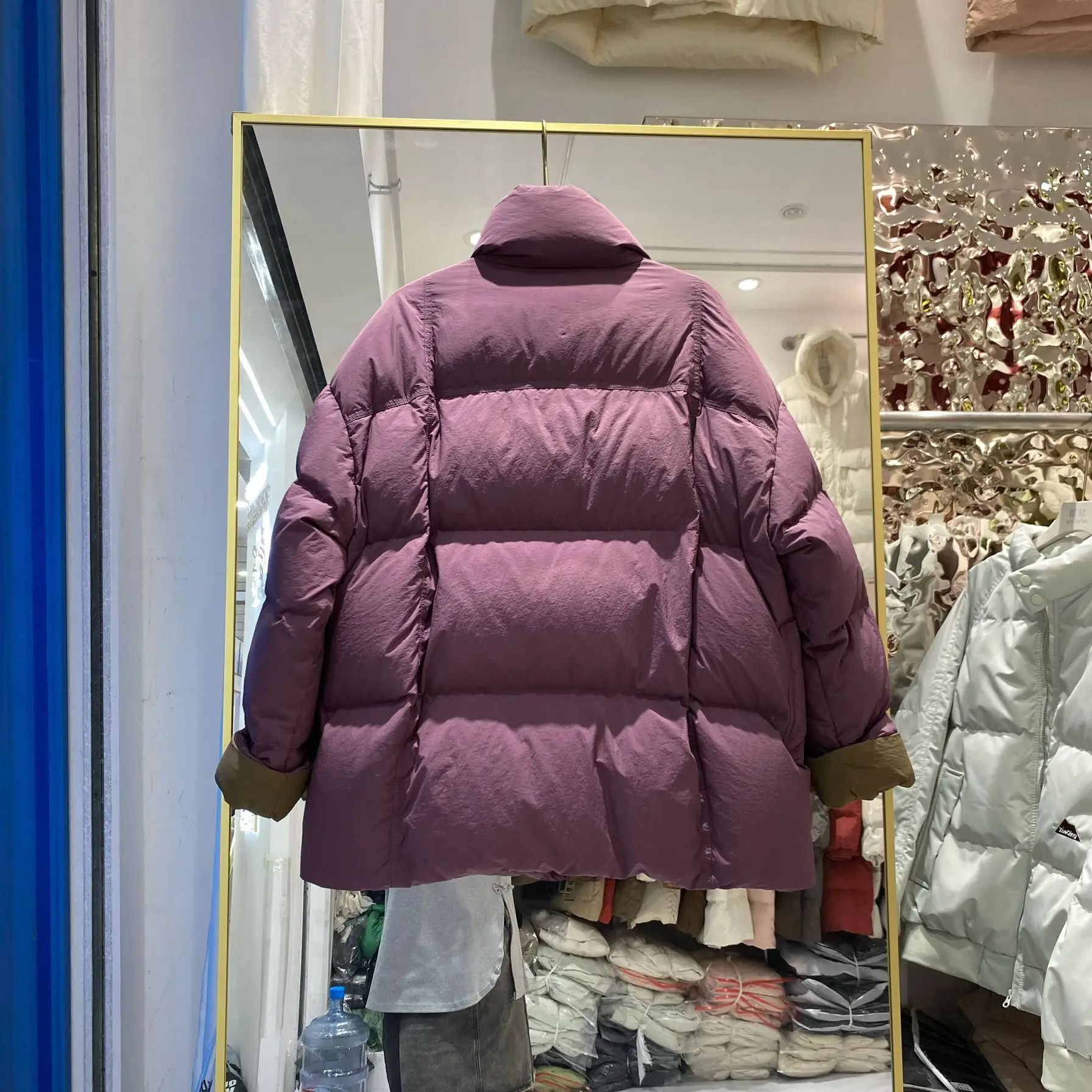 2025 Winter New Women's Down Jacket Loose Splicing Stand Collar Windproof Jacket