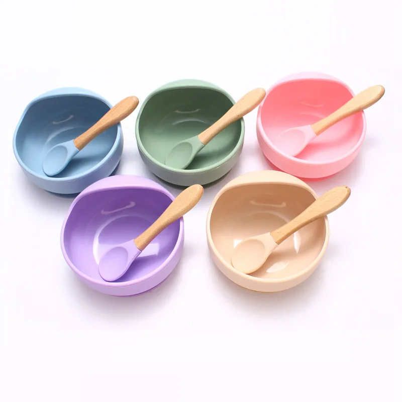 

Детская миска для прикорма с ложкой, силиконовая миска для улитки, пищевая термостойкая посуда для кормления детей