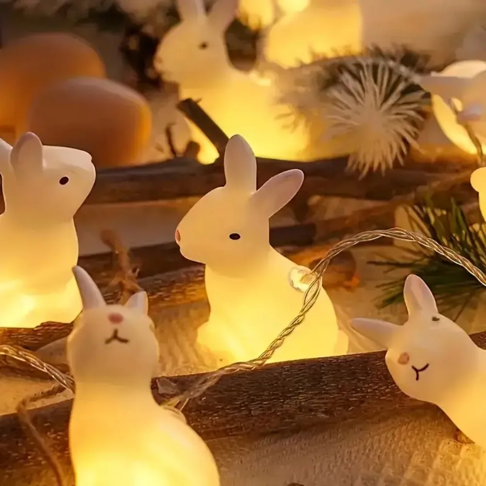 

1PC 1.5M10LED Rabbit Fairy String Lights, Battery Operated,Cute Animal Decorative Lights for Easter Bedroom Party Home Holiday