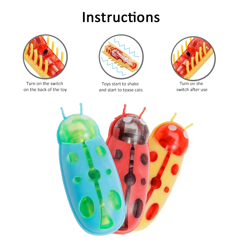 Pet Interactive Electric Bug Cat Toy Escape Obstacle Automatic Flip Toy Detachable Battery Operated Vibration Kitten Beetle Beat