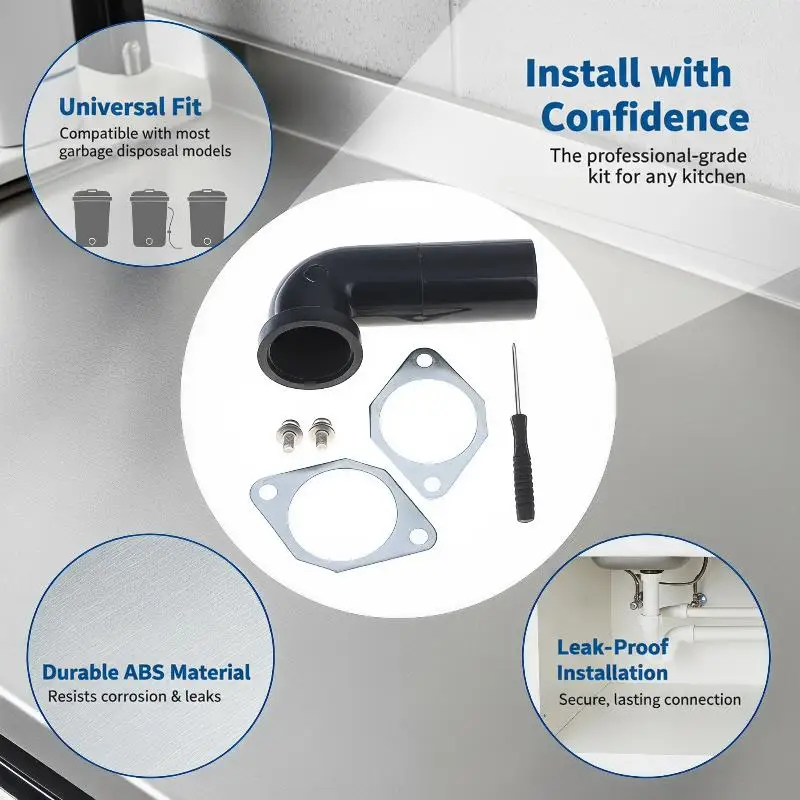 Garbage Disposal Elbow Replacement Kit Leakproof Drain Gasket Compatible with Insinkerator Kitchen Sink Parts