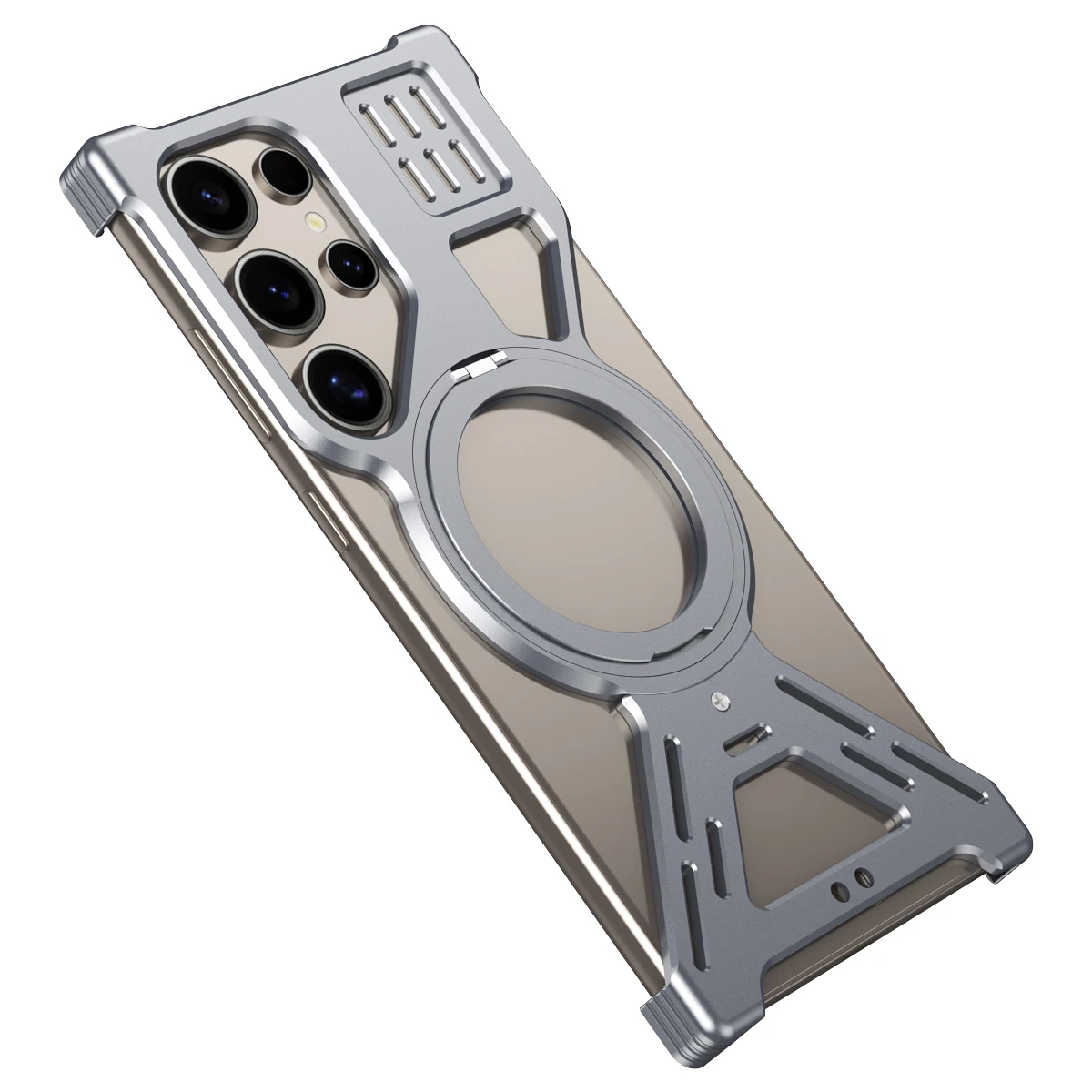 

360° rotating invisible bracket heat dissipation Metal Back Cover For Samsung Galaxy S25 S24 S23 Ultra shockproof Phone Case