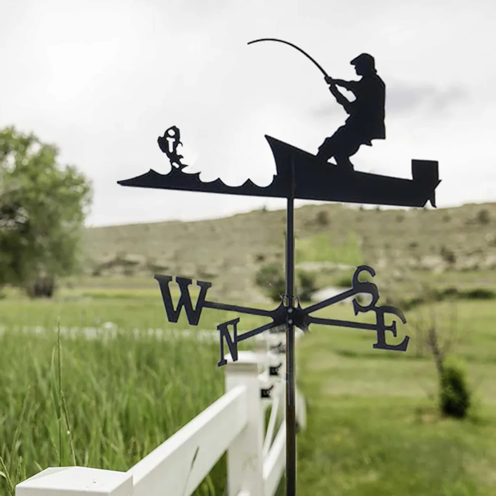 Metal Construction Weather Vane Sea Rover Design Durable Finish Wind Direction Indicator Wrought Iron