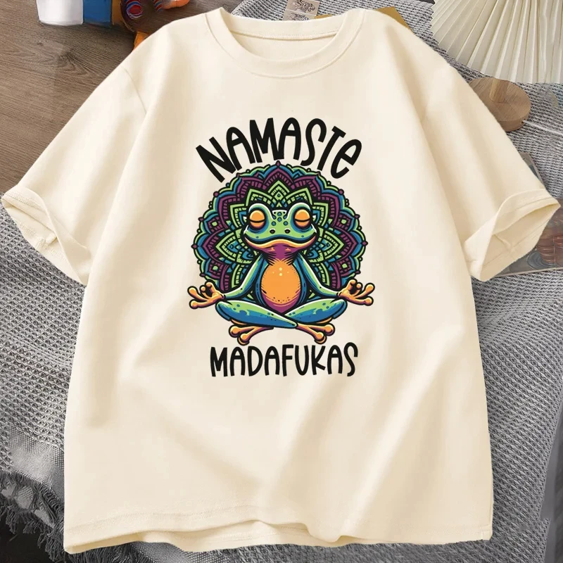 Fun Frog Self Care Yoga T-shirt Fashion Personality Unique Style Humorous and Humorous Suitable for Both Men and Women