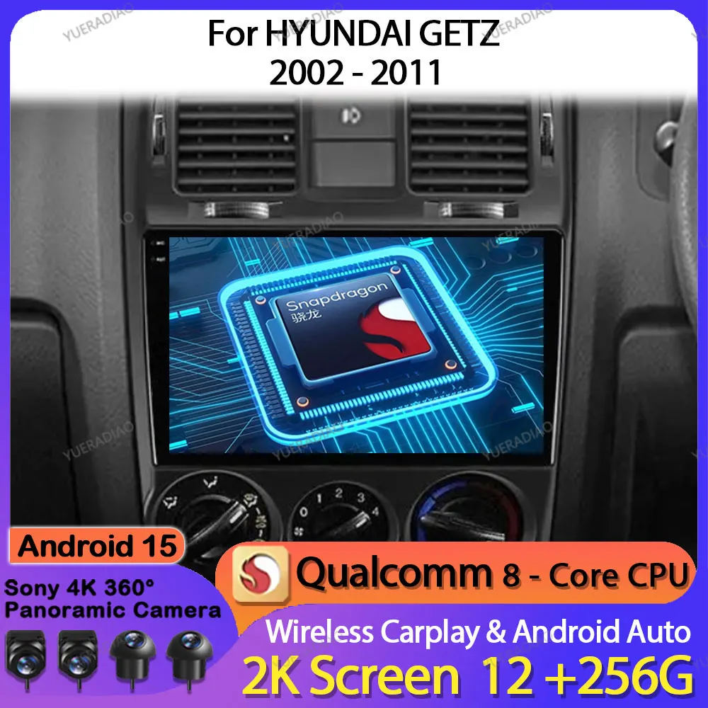 

Автомобильный радиоприемник Android 15 для Hyundai Getz 2002 2003-2011, мультимедийный стерео видеоплеер, 4G, WIFI, 2DIN, головное устройство Qualcomm QLED BT