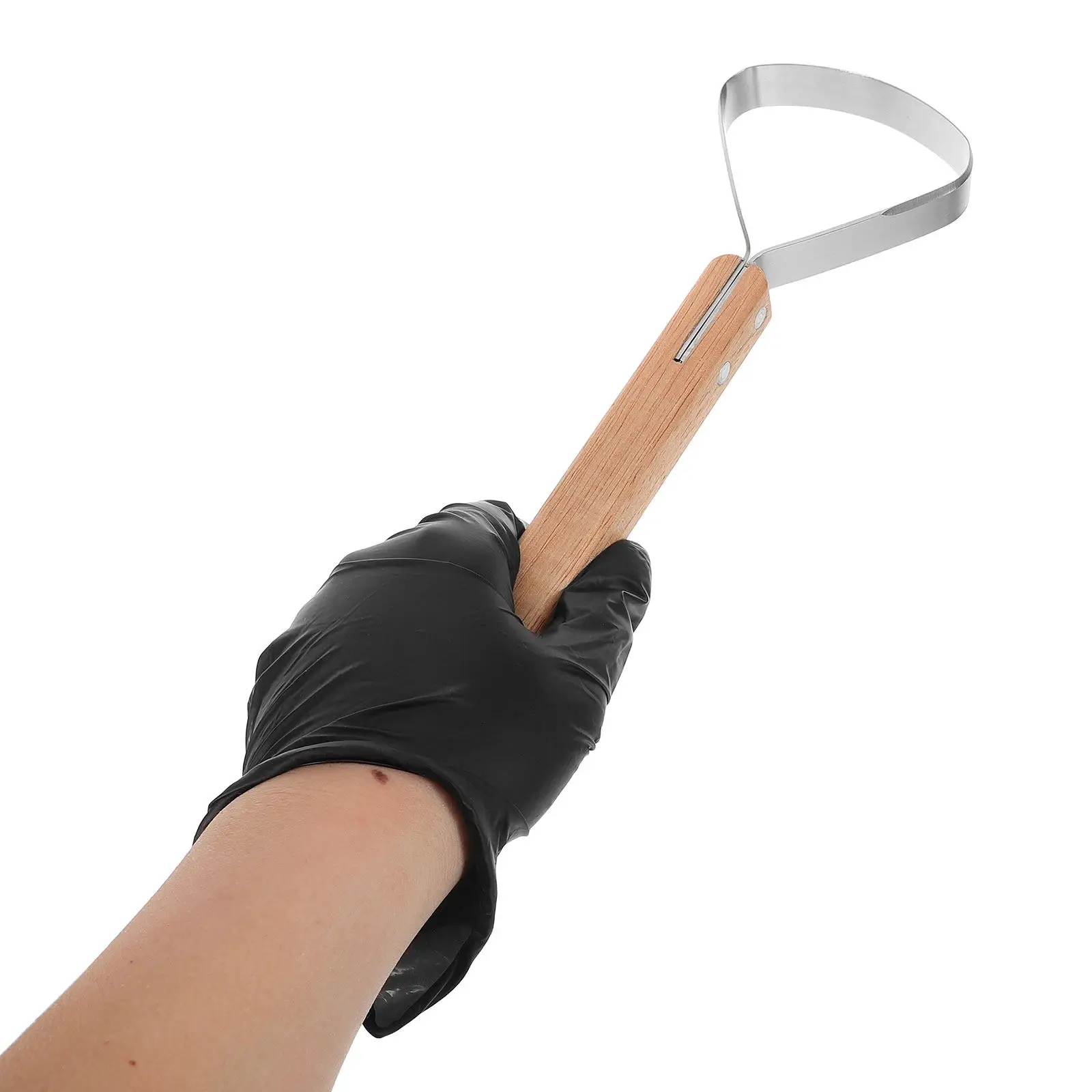 Ergonomic Long-Handle Fleshing Scraper Tool – Stainless Steel for Leather Skiving, Trimming, Scraping & Burnishing