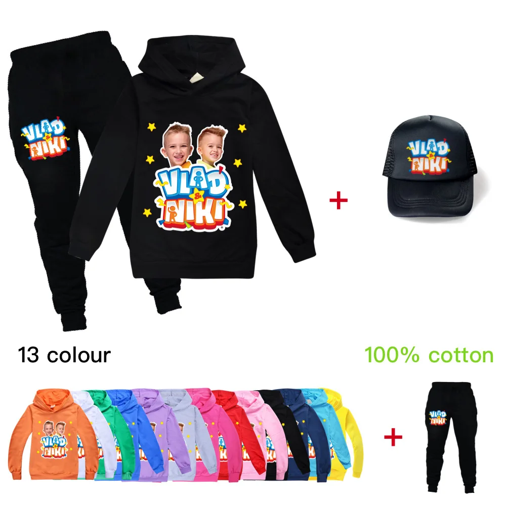 

Vlad and Niki Kids Hoodies Boy Sweatshirt T Shirt Children Clothes Game Hoodie for Kids Tops Tees Sportswear Pullover+sunhat