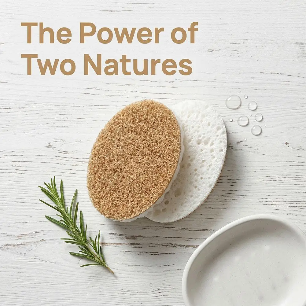 Natural Dual-Sided Kitchen Sponges Biodegradable Sisal & Cellulose Scrubbers Non-Scratch Eco-Friendly Cleaning Pads for Dishes
