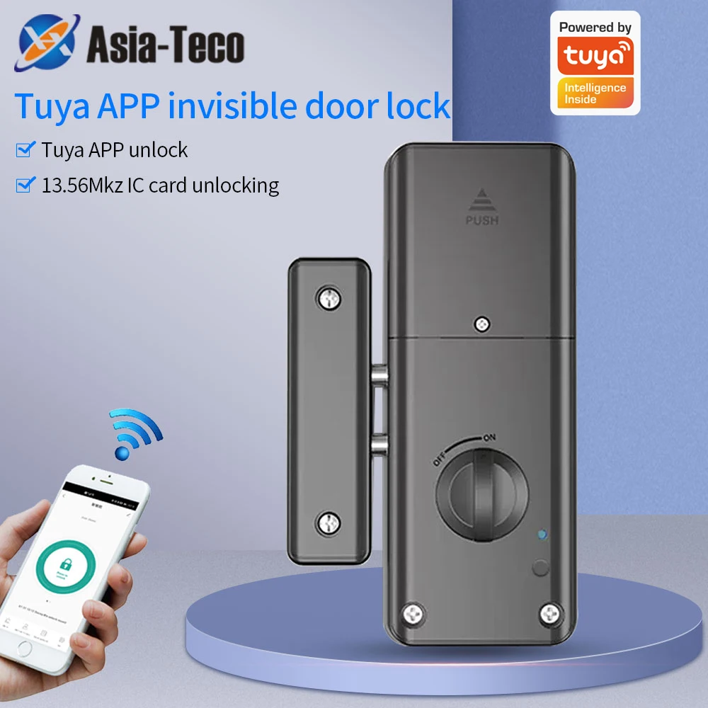 Intelligent Electric Door Lock Keyless Door Lock Hidden Invisible Installation Wooden Door IC Card Lock Support Tuya App