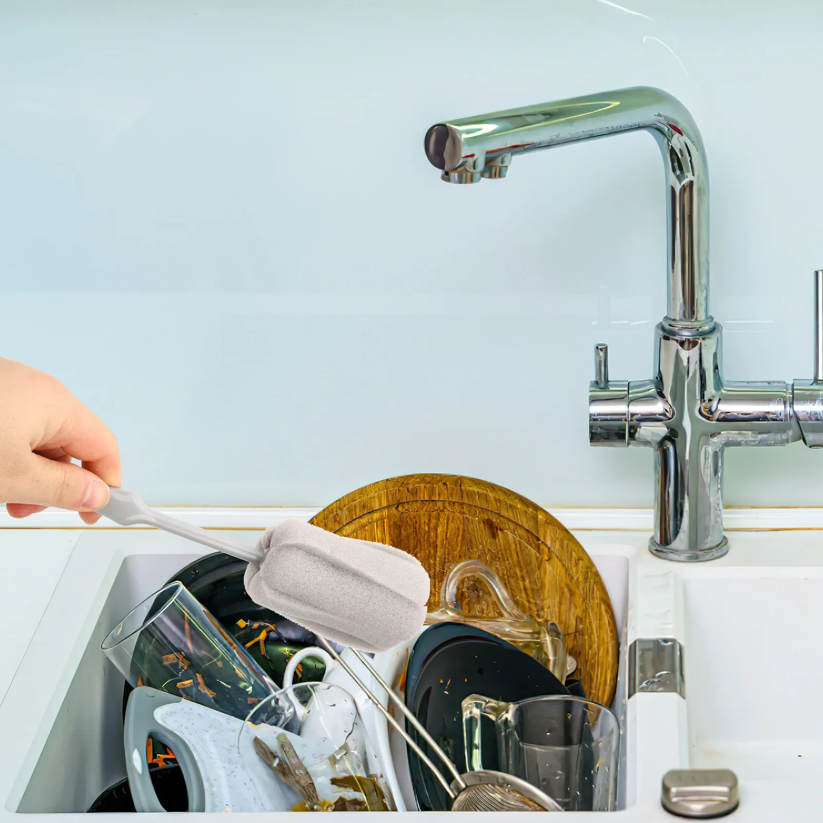 

Набор из 4 губчатых щеток для бутылок, сверхпрочные щетки для мытья бутылок, стаканов, детских бутылочек, для удаления чайных пятен