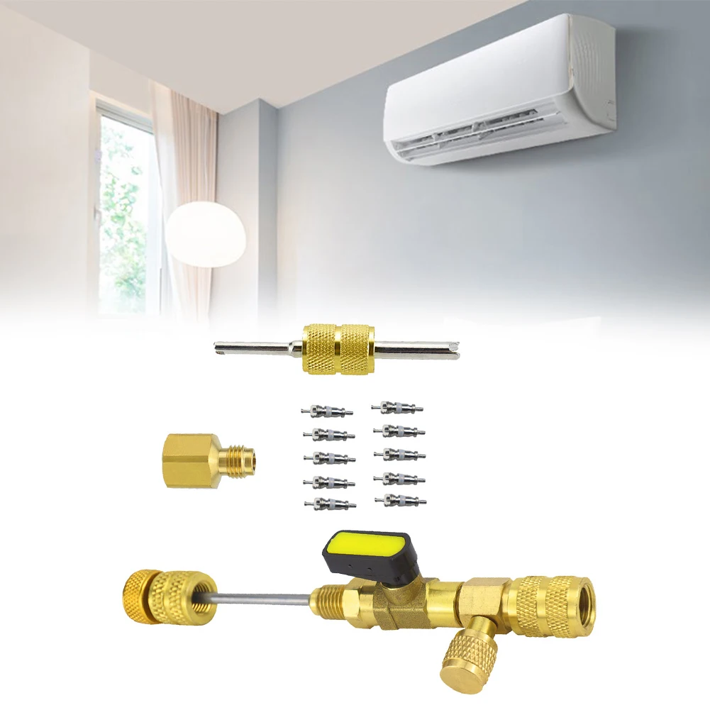 

Инструмент для снятия сердечника холодильного клапана с латунным адаптером и 10 маслостойкими сердечниками клапанов для кондиционирования воздуха