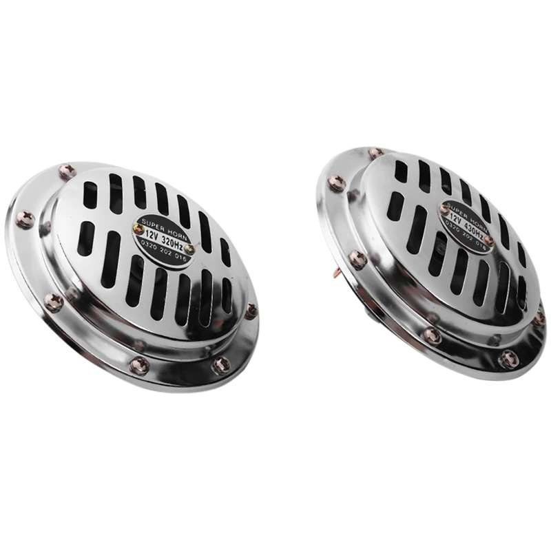 

12V 115DB Universal Chrome-Plated Car Horn Compact Super-Sound Car Truck Motorcycle Waterproof Grille Horn Accessories