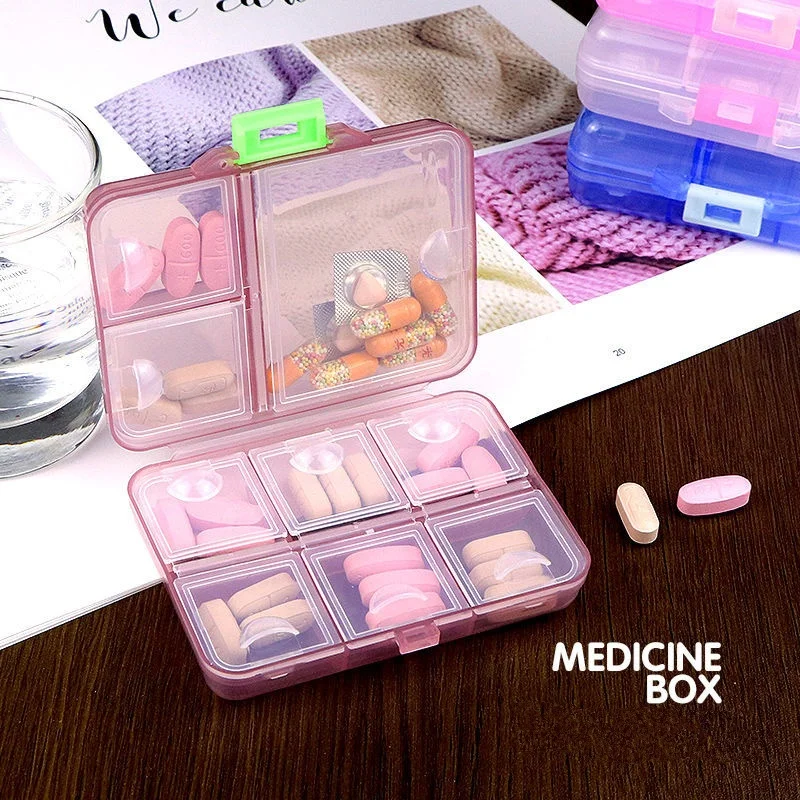 1PC Portable Medicine Box Double-Layer 9 Compartment Storage Box Clear Daily Pill Vitamin Container Home Travel Accessories