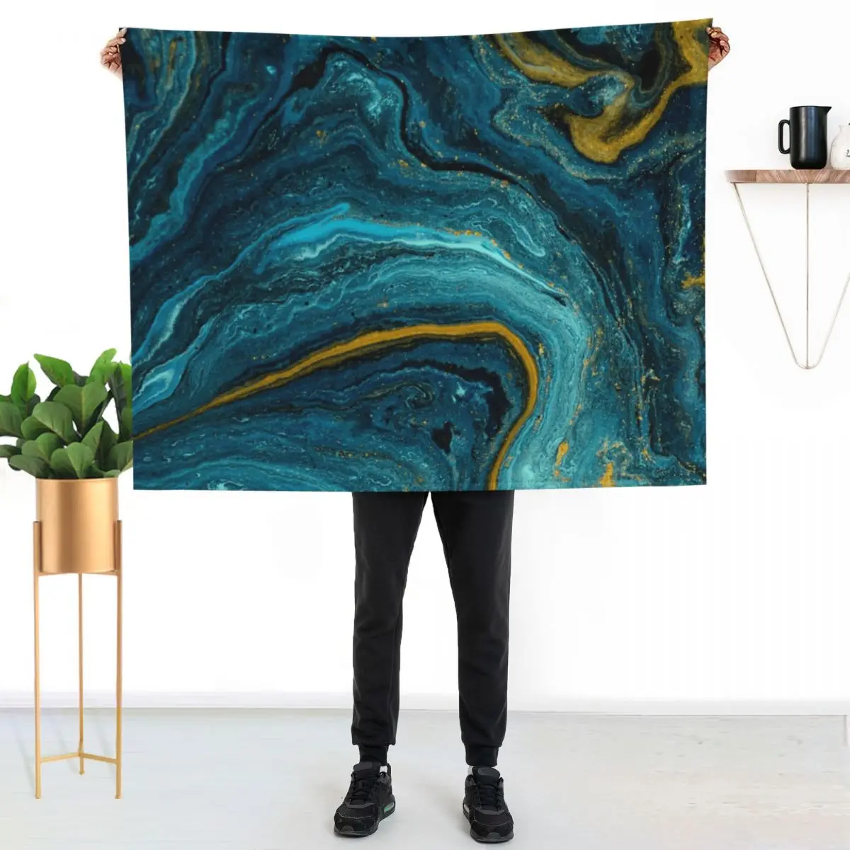 

Marbled Turquoise Teal Geode Design Throw Blanket Lightweight Warm Blanket for Indoor Outdoor Use