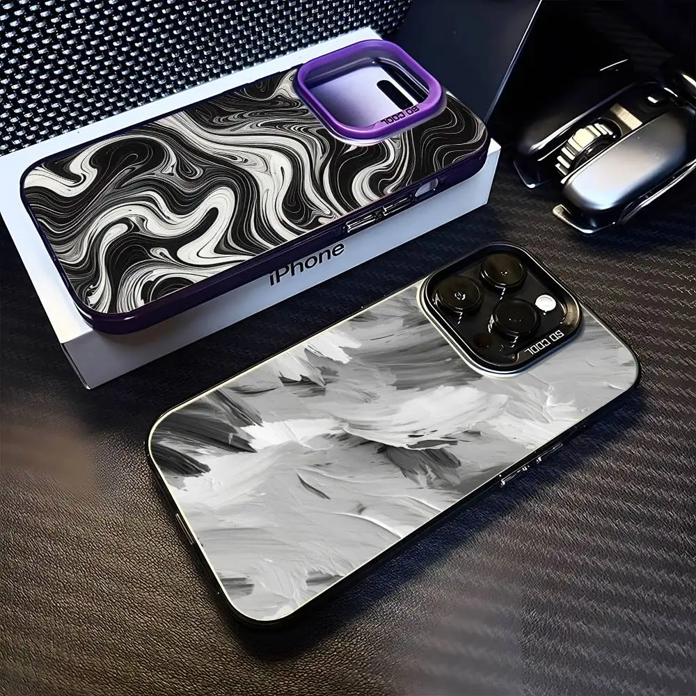 

minimal black and white design Phone Case For iPhone17,16,15,14,13,12,11 Plus,Pro Max Purple Matte Shockproof Cover