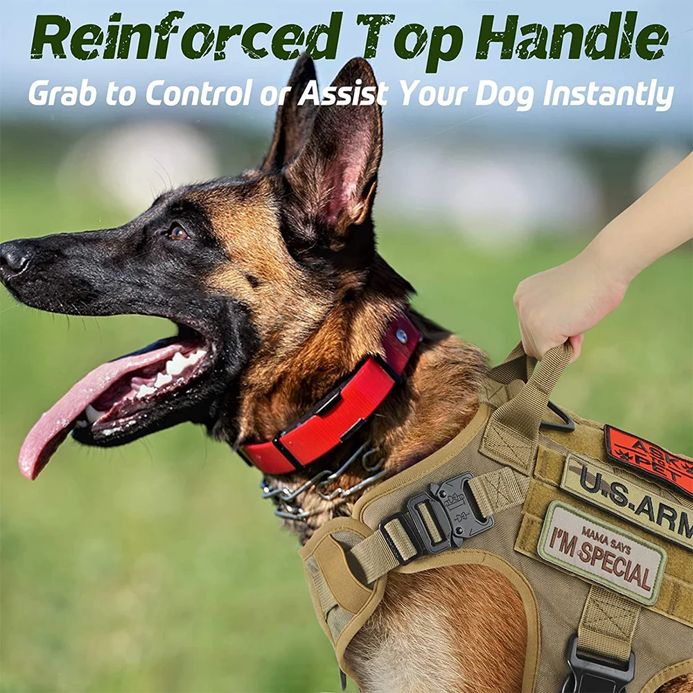 Tactical Dog Harness and Leash Set Metal Buckle Quick Release Vest for Large Dogs K9 German Shepherd Training Dog Accessories