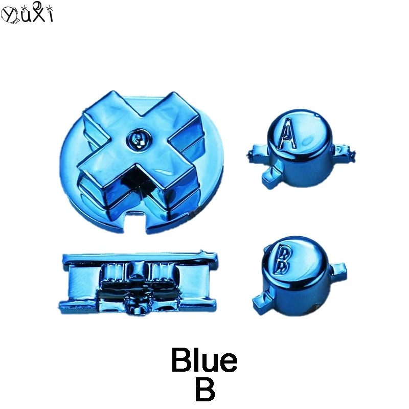 YuXi-GBC Electroplate Button Console Cross Key, ABLR Button, Full Buttons Set, Handle Acessórios de Manutenção, 1Set