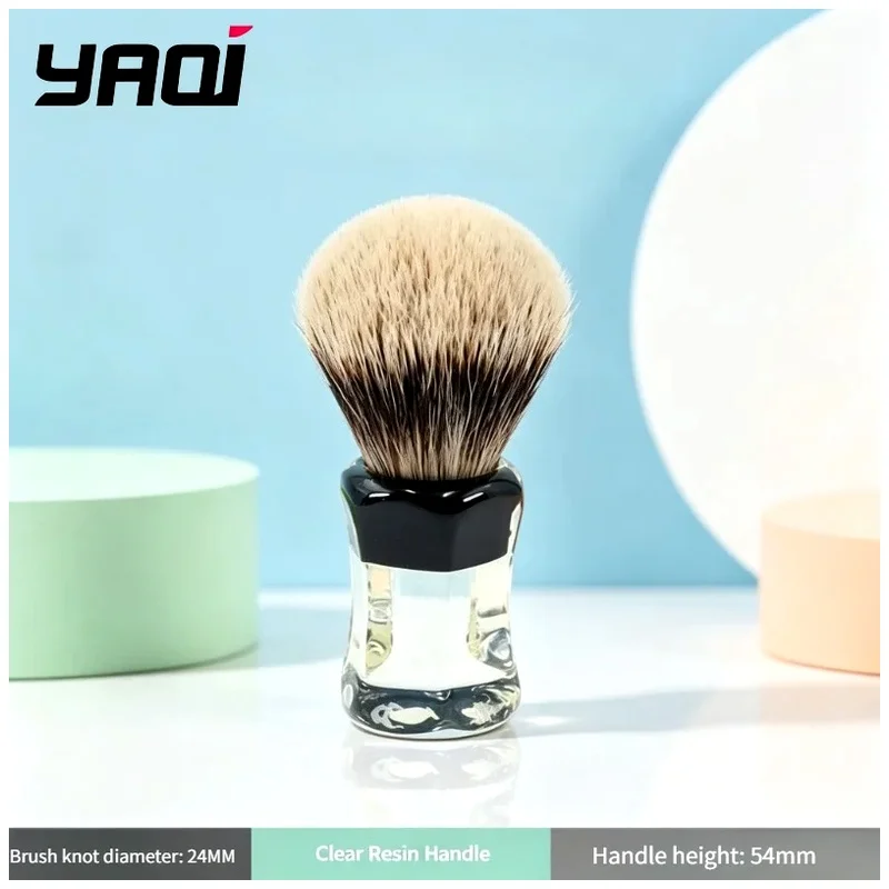 Best Gift For Men Wet Shave Tools Men Shaving Products Professional Beard Brush 24mm Two Band Hair Clear Handle 2026 YAQI