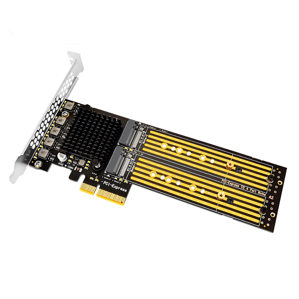 PCI-E X4 / X8 to 4port M.2 M-Key B&M Key Expansion Card for NVME 2230 2242 2260 2280 22110 SSD Array Adapter Card for 2U Chassis