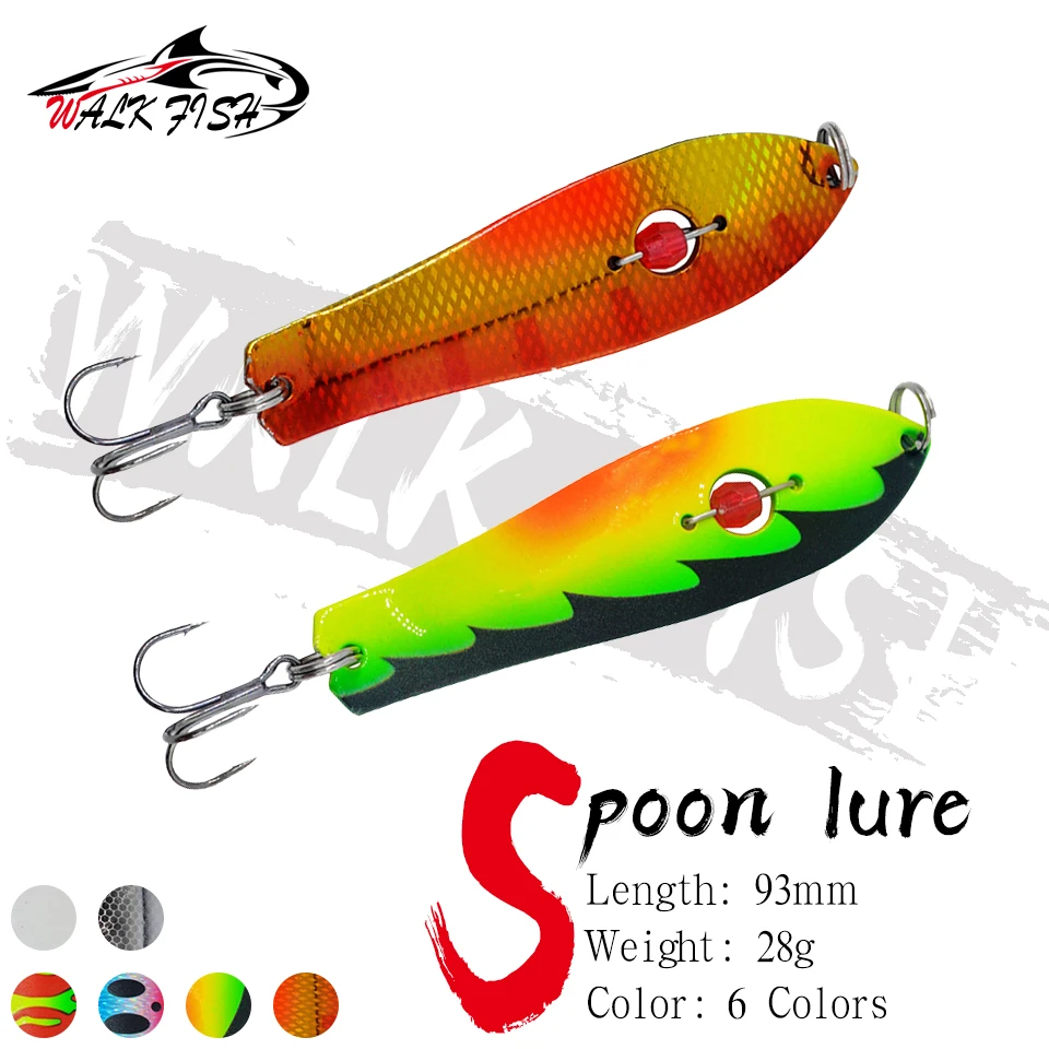 WALK FISH 1 Stücke 93mm 28g Löffel Köder Simulation Harten Köder Metall Pailletten Drei-haken Langstrecken tauch Gefälschte Künstliche Köder