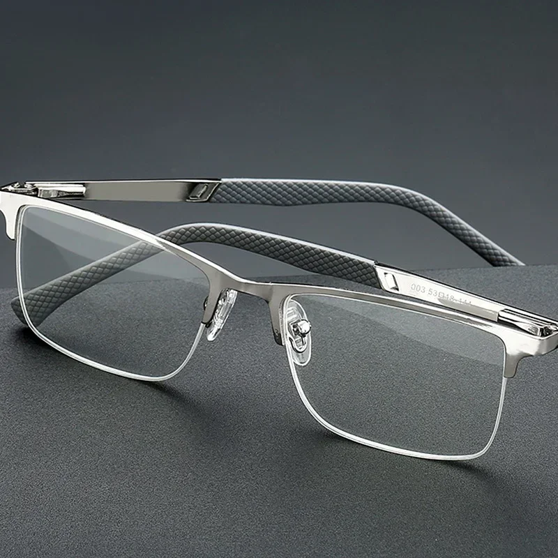 Herren Halbrahmen Business Lesebrille Anti-Blaulicht Anti-Müdigkeit Metallrahmen Presbyopie Brille +1,0 bis +4,0 – Detail 2