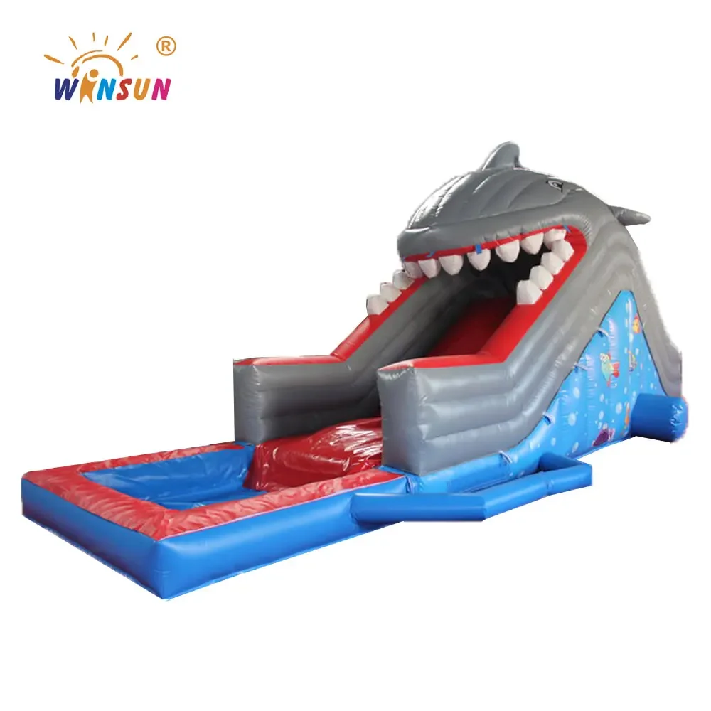 Small water slides backyard inflatable commercial water slide with pool inflatable shark water slide