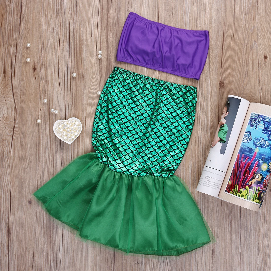 Kids Baby Girls Cosplay Costume Dresses The Mermaid Tail Princess Ariel Dress Party Costume Children's Fancy Dress for Girls