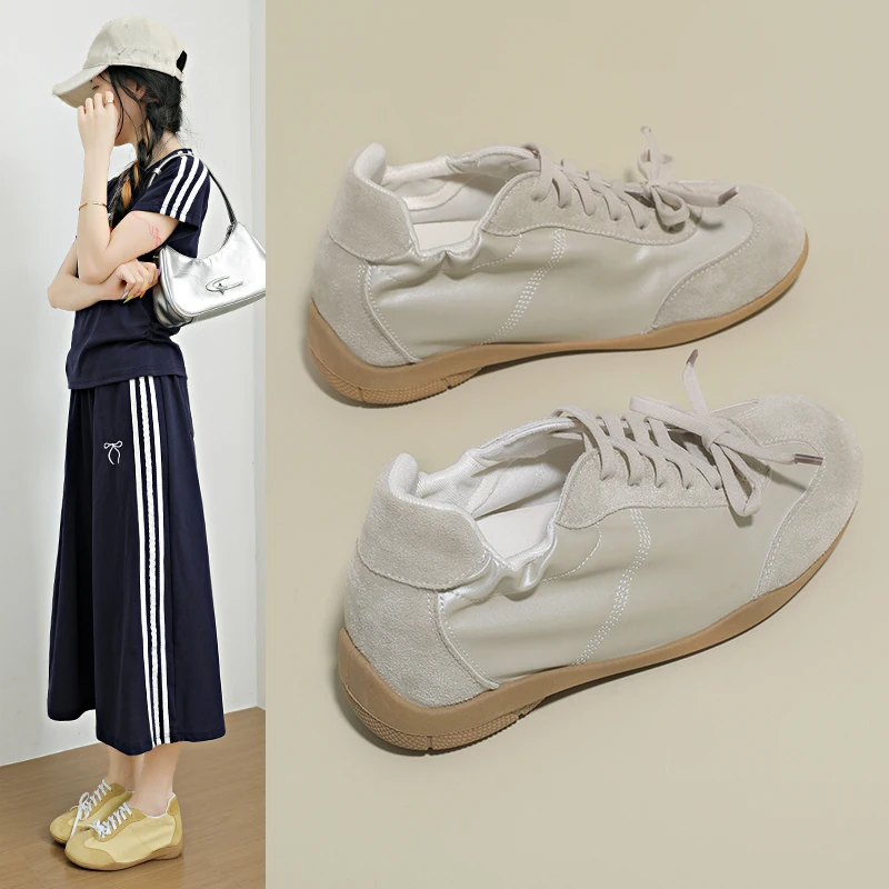 2026 New Spring Summer Women German Trainers, Thick Sole Hidden Height Retro Casual Sneakers, All-match Color Block Dad Shoes