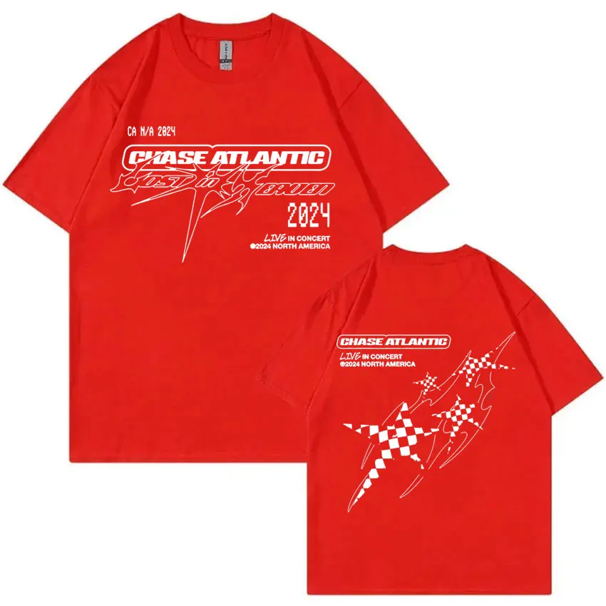 Koszulki zespołu rockowego Chase Atlantic Lost in Europe and UK Tour Męskie Koszulki Hip Hop Vintage Oversized Bawełniane Koszulki Gotycka Odzież Uliczna