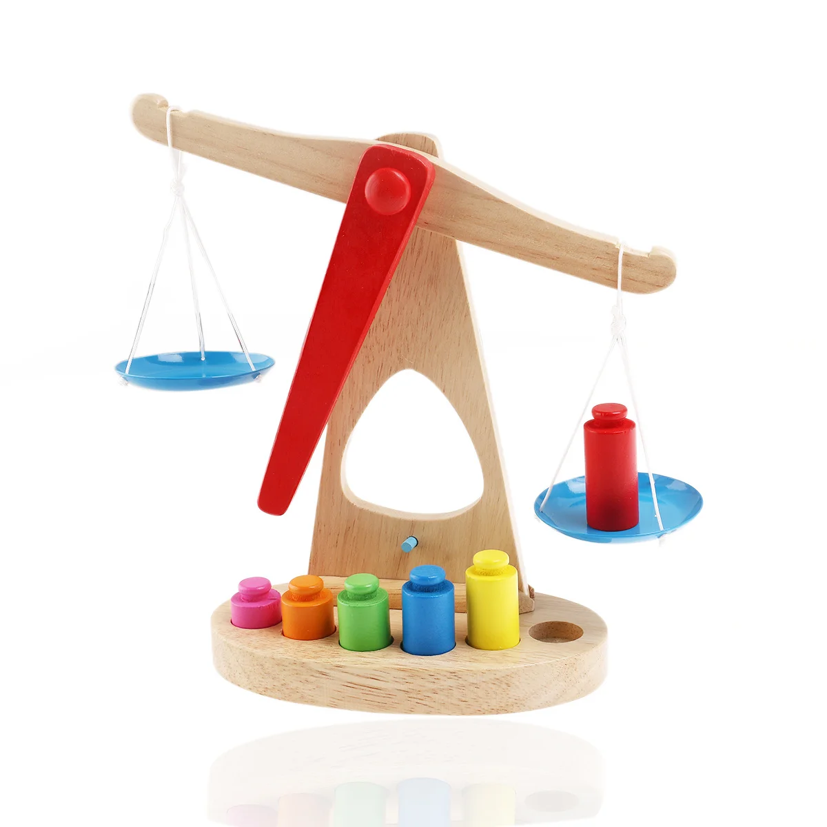 Báscula de equilibrio de madera educativa para niños, juego de aprendizaje divertido colorido de 6 pesos, juego de equilibrio práctico, juguete educativo para niños