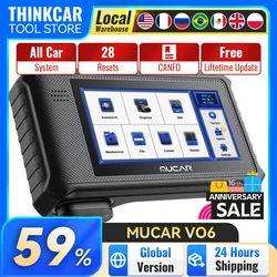 MUCAR VO6 Car Diagnostic Tools Full System OBD2 Scanner 28 Resets Lifetime Free Bidirectional Control ECU Coding Auto Scan Tools