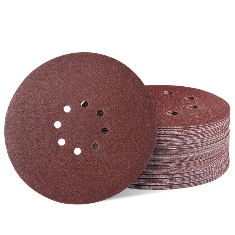 8-Hole Drywall Sander Polisher 9 Inch Sanding Discs Hook Loop 40/60/80/100/120/150/180/240 Grits Assorted Sandpaper Set Grinding