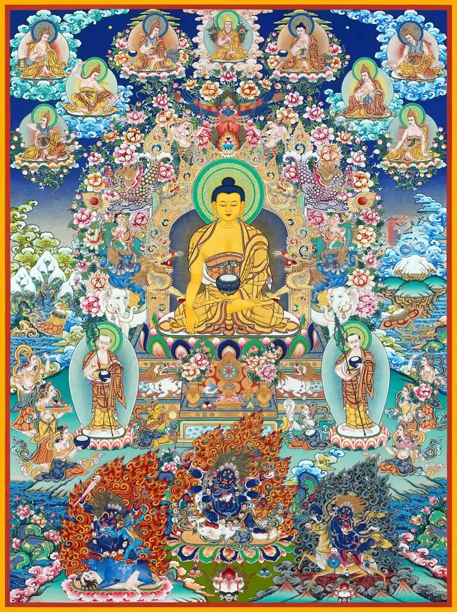 Portrait of Sakyamuni Buddha, Thangka Xizang, Qinghai Regong, Living Room Entrance Buddhist Hall Home Decoration Painting