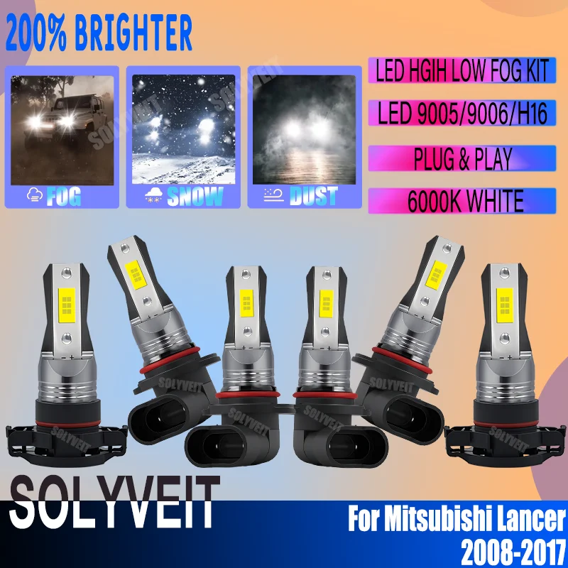 

Plug N Play LED 9005 9006 H16/5202 High Low Fog Kit 6000k White For Mitsubishi Lancer 2008 2009 2010 2011 2012 2013-2017
