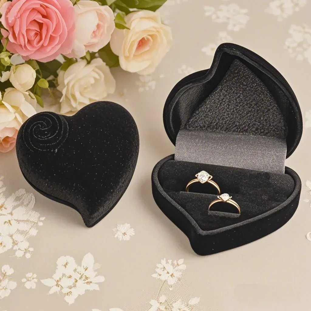 

Коробка для колец в форме сердца, дисплей для ювелирных изделий, помолвка, свадебные шкатулки для драгоценностей XZH-HH-2 009, роза, черные подарки