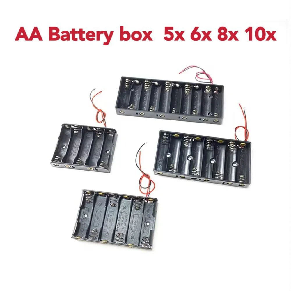 

AA Power Bank Cases 5X 6X 10X AA Battery Holder Storage Box Case 5 6 10 Slot Battery Container With Wire Lead