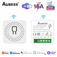 16A Tuya Smart WiFi Switch,2-way Mini Light Switch Power Metering Breaker,For Alexa,Google Home,Yandex Alice,Smart Life Control