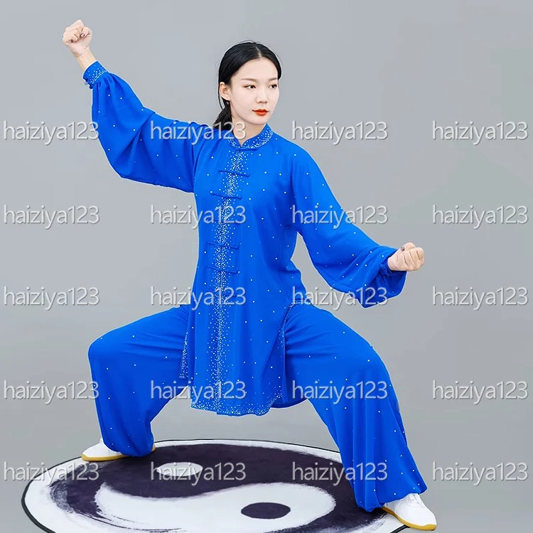 

Одежда для тай-чи с блестящими бриллиантами, униформа для тайцзи, ушу, одежда для кунг-фу для мужчин, женщин, взрослых, детей, мальчиков и девочек, унисекс