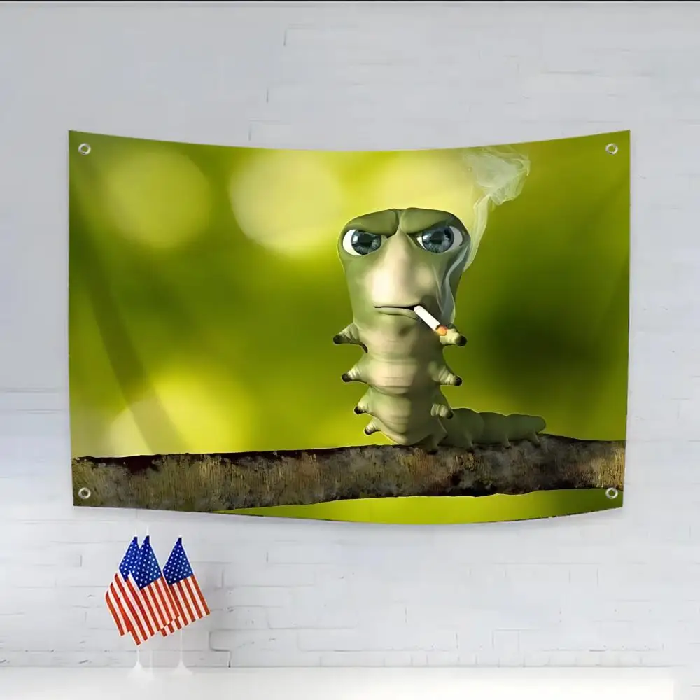 fun caterpillar Flags flags four rings hanging no edging for indoor use and outdoor decor easy hanging