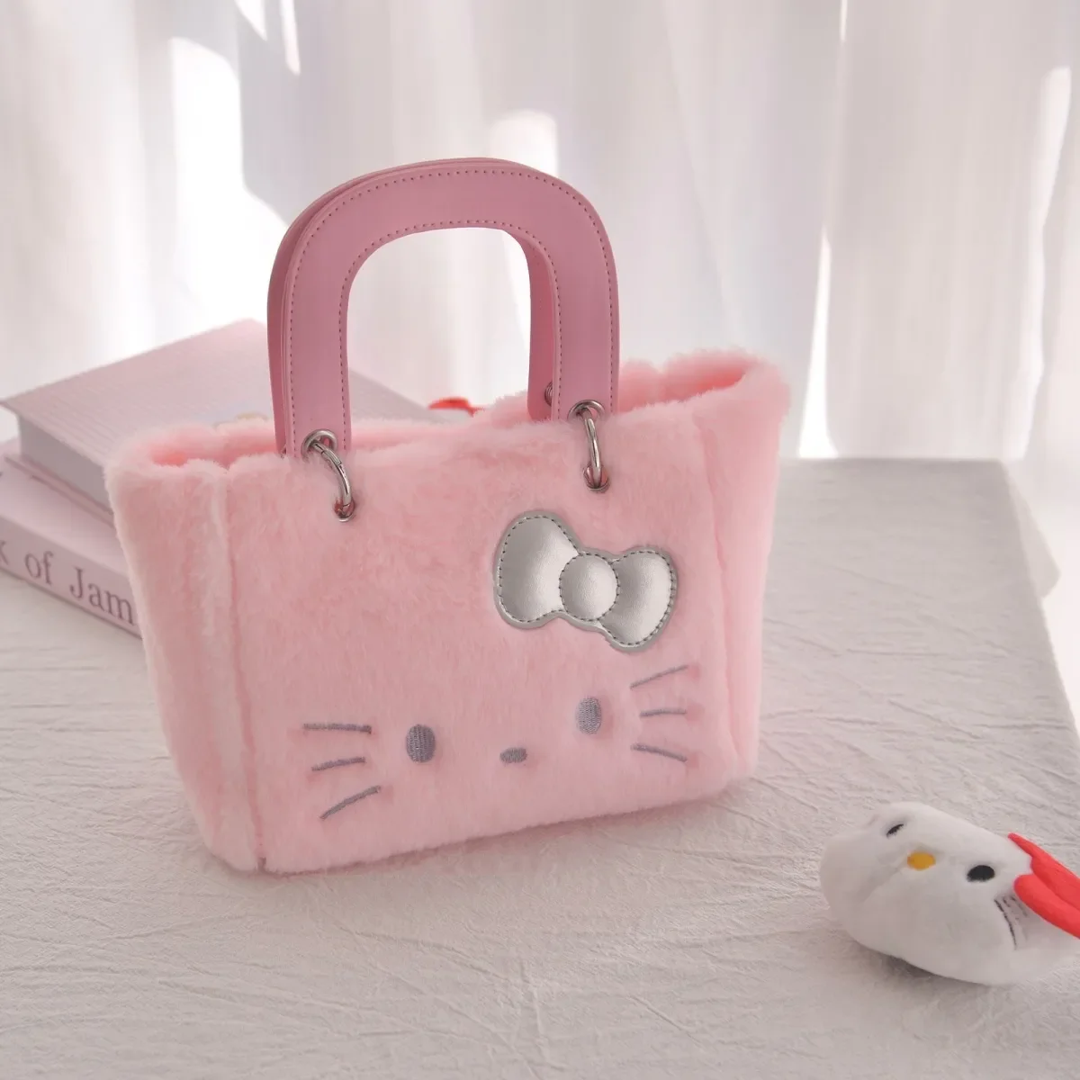 HelloKitty Character peripherals 50th anniversary pink plush soft hand-held tote bag kawaii kitty bag girls Christmas Gifts