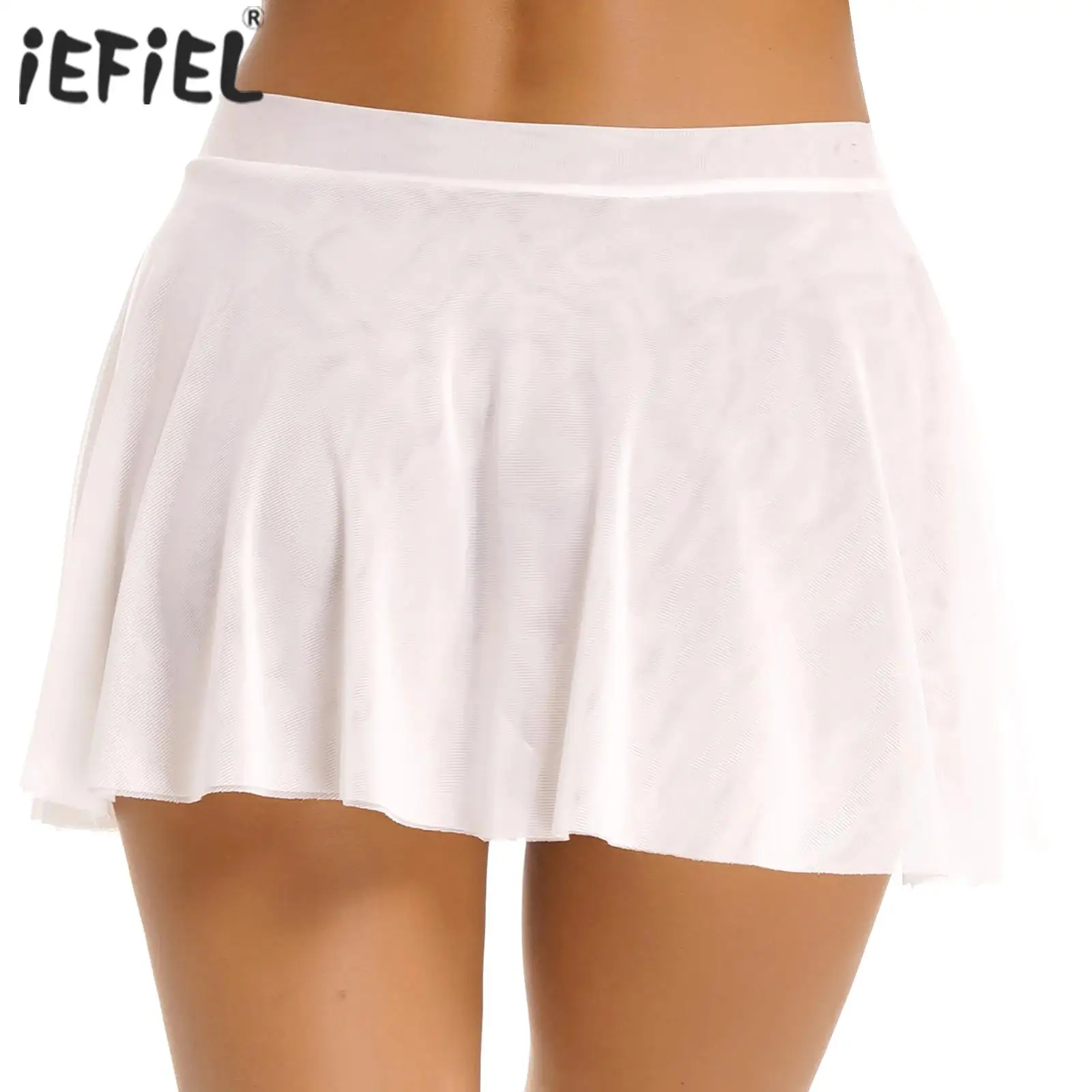 

Womens Casual Solid Color High Waist Miniskirt Female Sexy Mini Skirts Ladies Clubwear Double Layers Mesh Ruffle Skirt