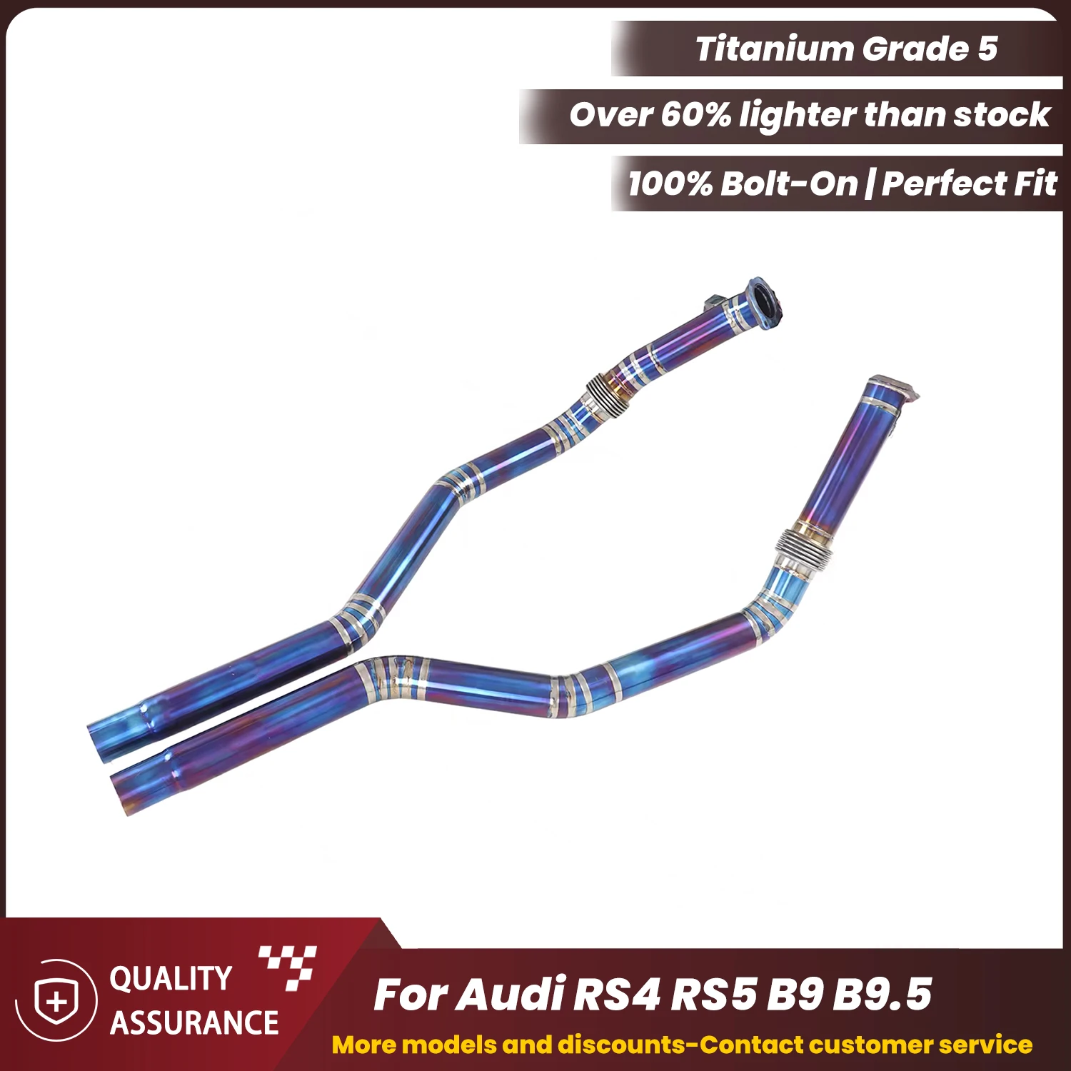 

Titanium Resonant tube ECCF For Audi RS4 RS5 B9 B9.5 Aggressive Exhaust Sound High Flow Performance Upgrade Easy Installation