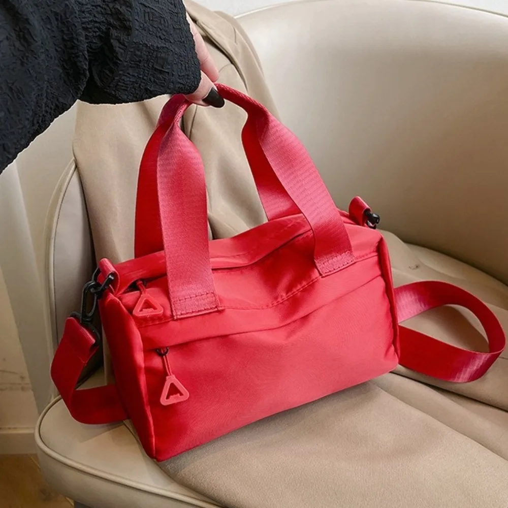 Fashion Solid Color Canvas Crossbody Bag Zipper Multi-Purpose Nylon Shoulder Bag Tote Bag Lightweight Small Square Bag Women