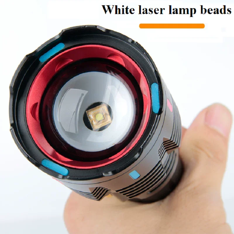 Powerful Portable Flashlight White Laser Long Shot 1500M Super Bright Rechargeable Zoomable Tactical Torch for Outdoor Fishing