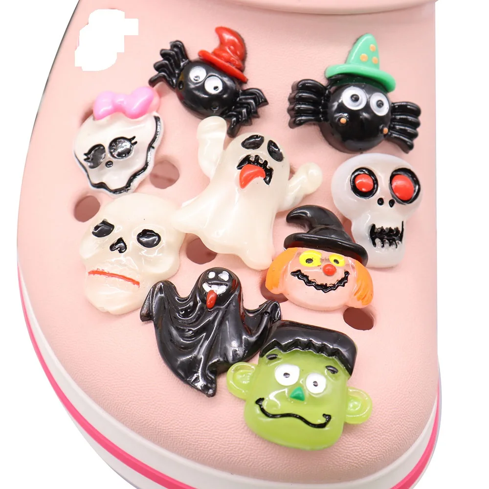 1 Stuks Hars Skelet Spook Spin Kat Pompoen Bat Diy Kinderen Schoen Bedels Accessoires Designer Ornament Kids Halloween Cadeau